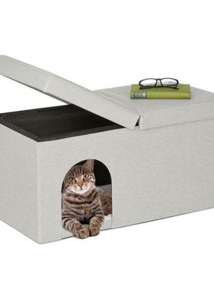 Котяча печера в бежевому кольорі з кришкою