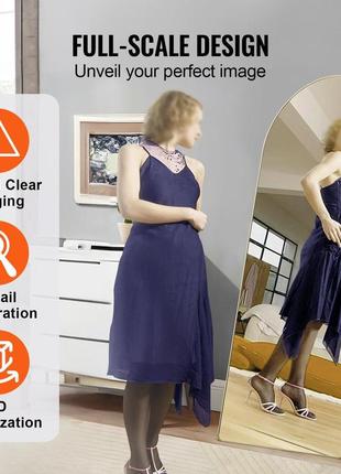 Vevor дзеркало в повний зріст з підставкою дзеркало 1800x760x20мм золото