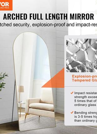 Vevor дзеркало в повний зріст з підставкою дзеркало 1800x760x20мм золото