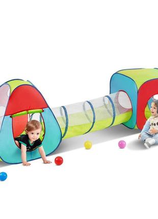 Дитячий ігровий намет vevor 3-в-1 з тунелем для хлопчиків, дівчаток, немовлят і малюків, розкладний ігровий