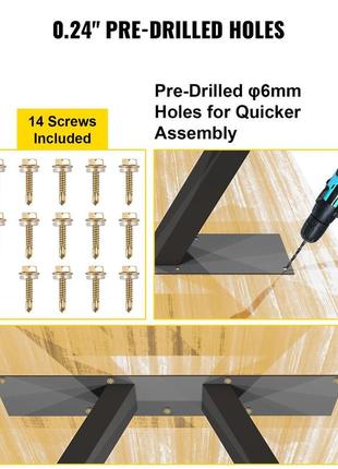 Vevor 2 шт каркас столу сталь ніжки столу 71,1х45 см опори столу 363 кг...