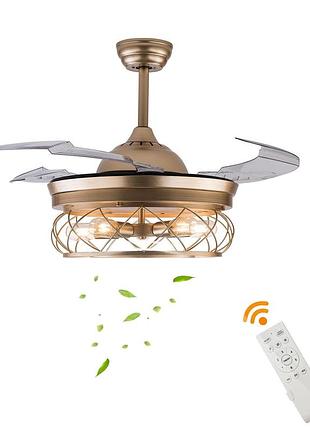 Ретро стельовий вентилятор з підсвічуванням і пультом дистанційного керування, 6-швидкісний промисловий