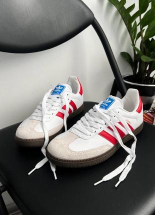 Кроссовки adidas samba white scarlet red10 фото