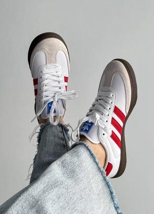 Кроссовки adidas samba white scarlet red9 фото