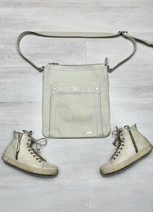 Premium bally кожаная стильная белая большая сумка листонина2 фото