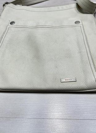 Premium bally кожаная стильная белая большая сумка листонина4 фото