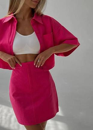 Льняний костюм спідниця + сорочка &hearts;️ 8 кольорів