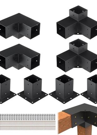 Набір кронштейнів для перголи vevor 101,6 x 101,6 мм, тристороння обробка деревини, стійка diy, 8 шт.