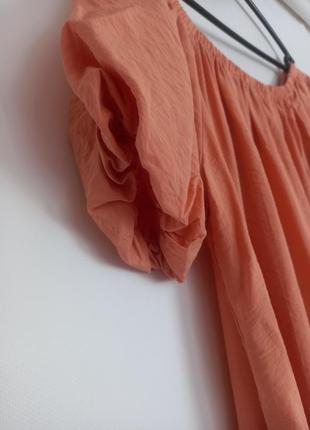 Длинное персиковое платье с объемным рукавом от h&amp;m3 фото