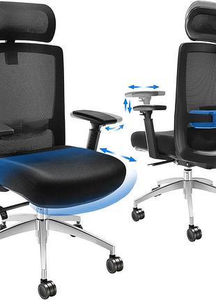 Офісний стілець vevor ергономічний, настільний стілець з регульованим підголовником 40 мм, з підлокітниками з
