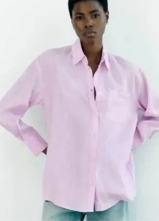 Zara сорочка льняна