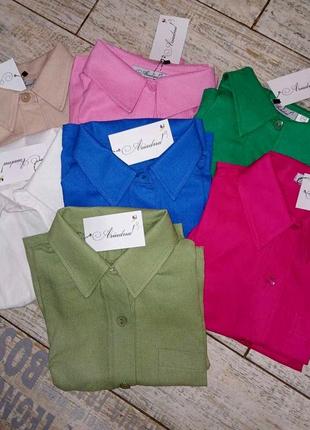 Льняной костюм ♥️ рубашка и юбка, комплект 8 цветов6 фото
