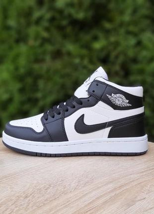 Nike air jordan 1 mid високі білі з чорним6 фото