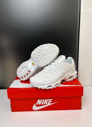 Уцінка, дефект‼️ чоловічі кросівки nike air max tn plus white leather: / найк аір макс тн плюс білі