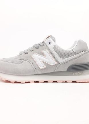 Жіночі замшеві кросівки new balance 574 grey white нью беланс 5741 фото