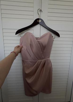 Корсетное платье мини пудрового цвета2 фото