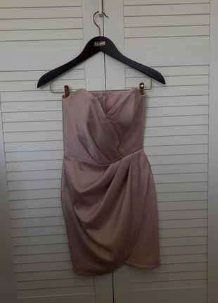Корсетное платье мини пудрового цвета3 фото