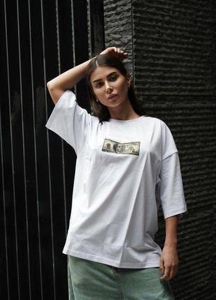 Футболка з принтом долара / однотонна футболка долар принт / футболка стильна жіноча / турецький кулір / мінімалістична футболка / обмін / торг1 фото