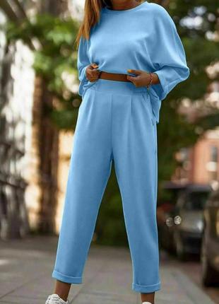 Жіночий костюм двійка кофта в стилі оверсайз+штани довжина 7/8 пояс на резинці