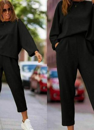 Жіночий костюм двійка кофта в стилі оверсайз+штани довжина 7/8 пояс на резинці4 фото