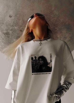 Женская летняя футболка с принтом.
 retrograde mercury mood