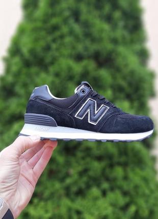 Женские замшевые кроссовки new balance 574 black white27 балланс 5743 фото