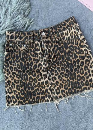 Джинсовая юбка в леопардовый принт от&nbsp;zara3 фото