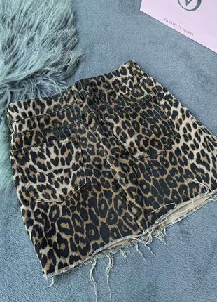 Джинсовая юбка в леопардовый принт от&nbsp;zara2 фото