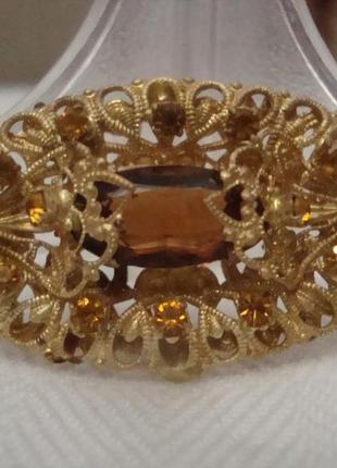 Ажурная брошь чешская бижутерия чехословакия яблонекс винтаж №34