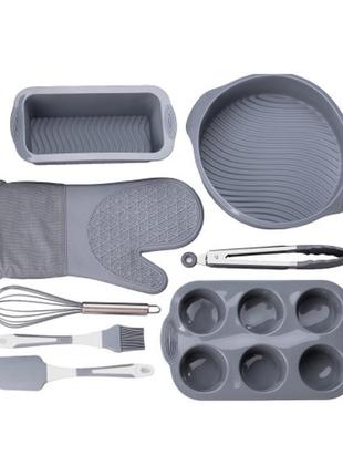 Набір для випікання 8 предметів силіконові форми,форма для хліба,форма для кексів лопатка віночок прихватка