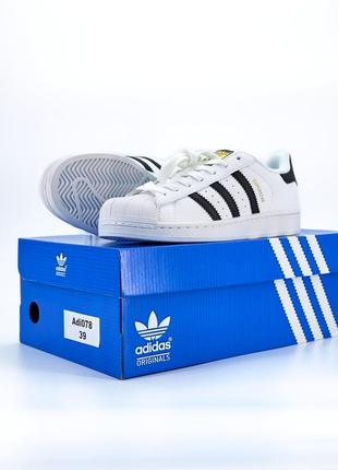 Adidas superstar white black premium3 фото