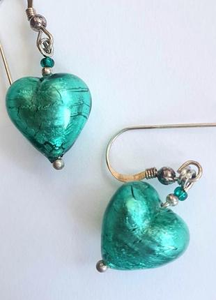 Серьги муранское стекло и серебро