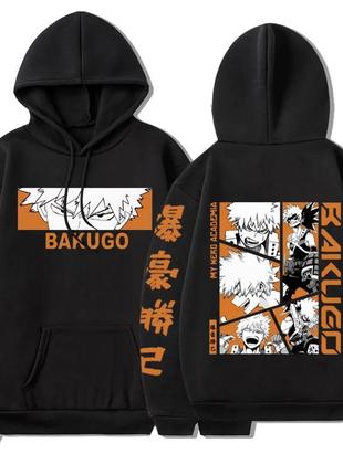 Худи с аниме принтом my hero academia чорний s