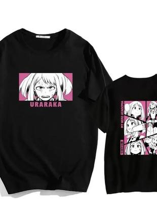 Оверсайз футболка з принтом my hero academia чорна s