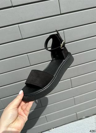Босоножки женские кожаные черные сандали из натуральной кожи7 фото