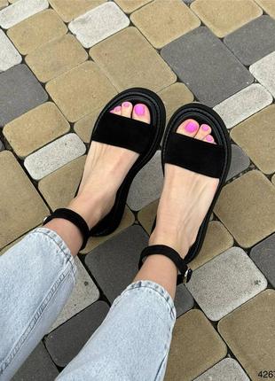 Босоножки женские кожаные черные сандали из натуральной кожи6 фото