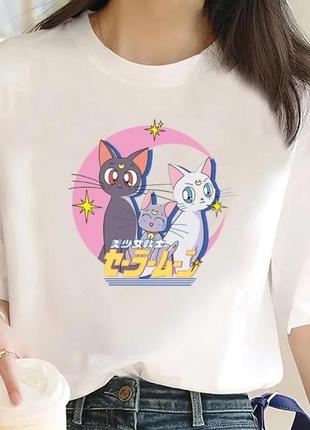 Оверсайз футболка з принтом sailor moon біла s