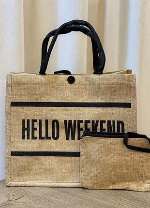 Сумка льняная с кошельком hello weekend gabwe плетеная м черный