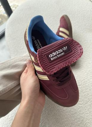 Кроссовки adidas samba × wales bonner nylon fox brown burgundy6 фото