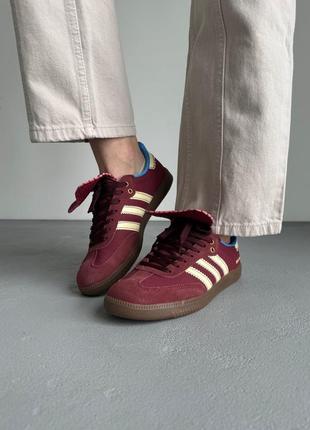 Кроссовки adidas samba × wales bonner nylon fox brown burgundy10 фото