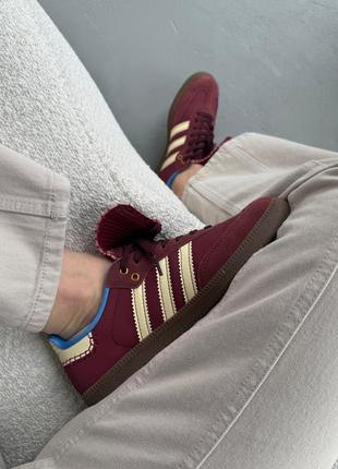 Кроссовки adidas samba × wales bonner nylon fox brown burgundy8 фото