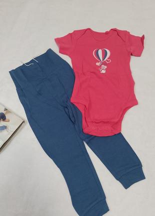 Набір штани та боді бодік повзунки штани широка резинка комплект боді та штани боді короткий рукав