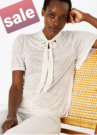 Трикотажна блуза в принт з зав'язкою #506#