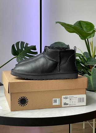 Жіночі угги ugg ultra mini black leather