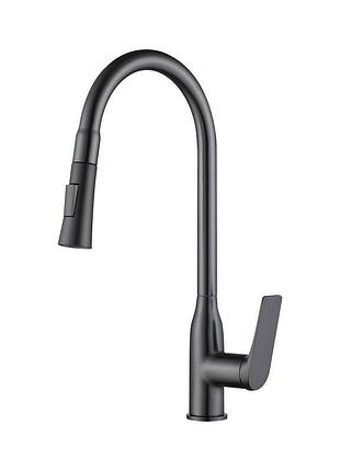 Смеситель для кухни qtap vlasta new с выдвижным изливом qtvla344gmb45647 gunmetal black pvd