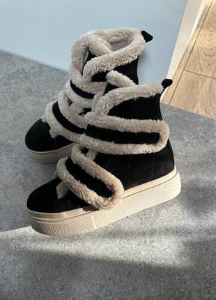 Женские ботинки из натуральной замши с мехом симба4 фото