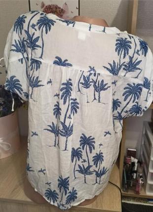 Натуральна літня жіноча блуза футболка з пальмами3 фото