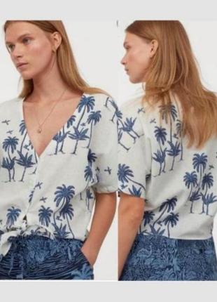 Натуральна літня жіноча блуза футболка з пальмами6 фото