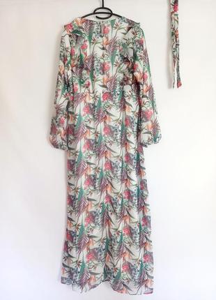 Довга шифонова сукня в квітковий принт5 фото