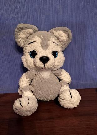 Хаски из плюшевой пряжи